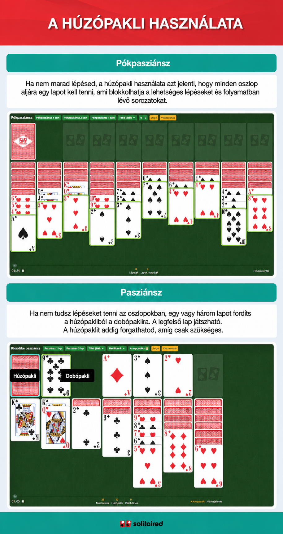 Spider Solitaire and Solitaire stockpile use