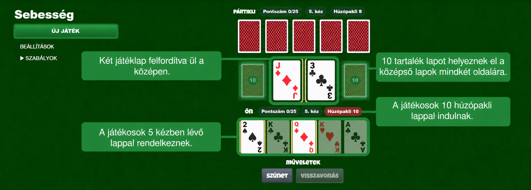 Speed card game setup