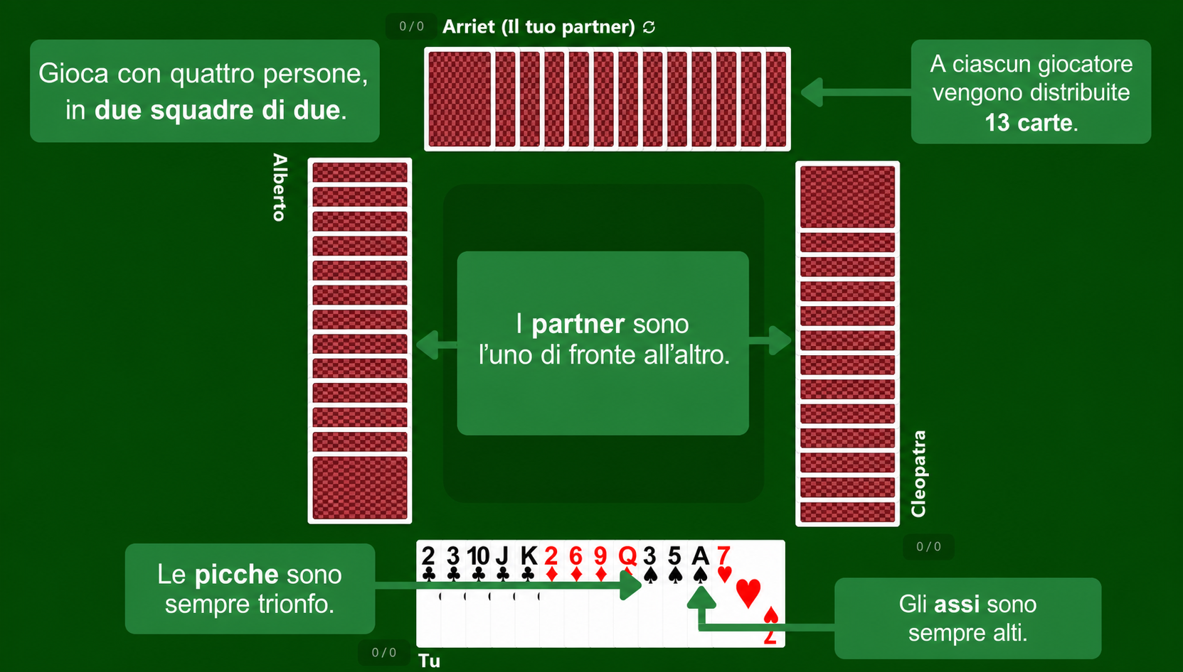 Spades card game setup
