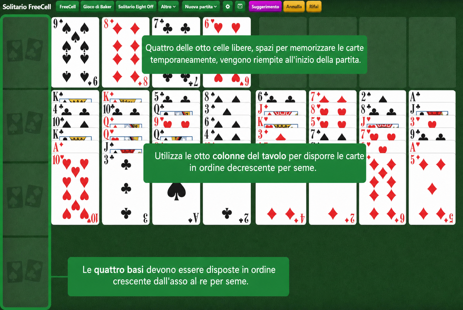 Configurazione di Solitario Eight Off