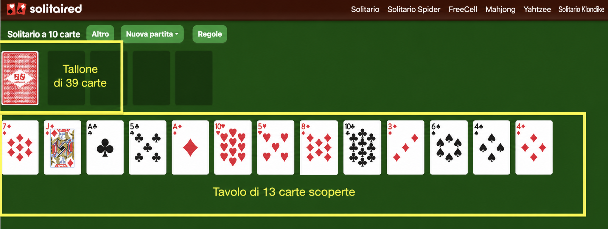 Preparazione di Solitario Tens