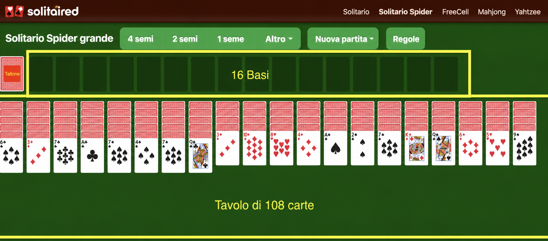 Come preparare Solitario Spider Huge