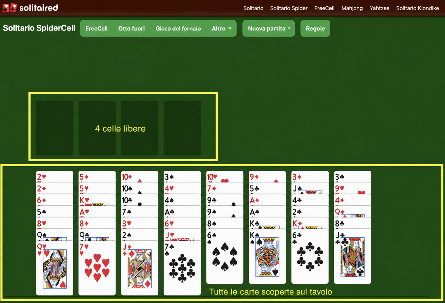 Come impostare una partita di Solitario SpiderCells