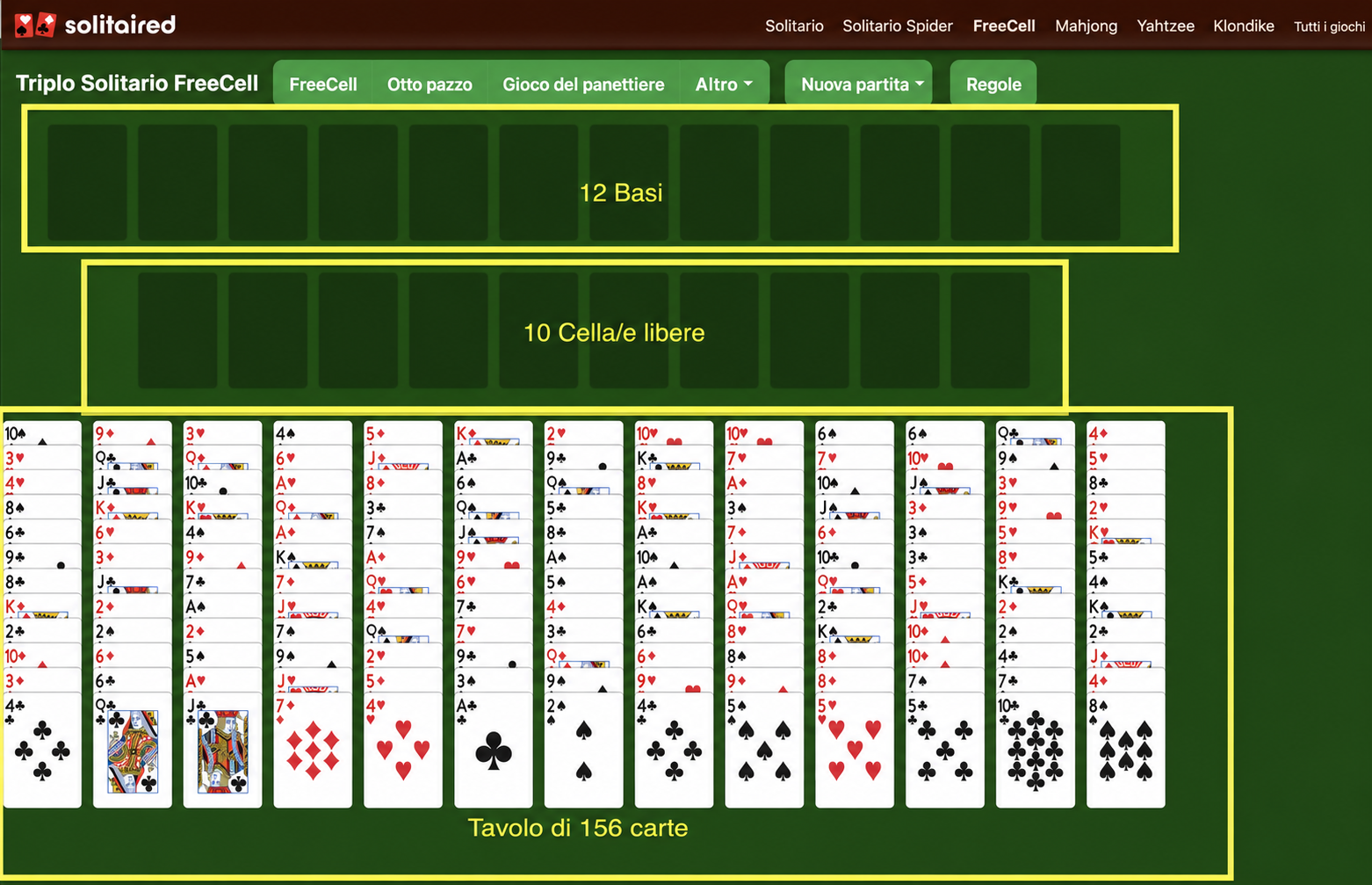 Come impostare una partita di Triple FreeCell