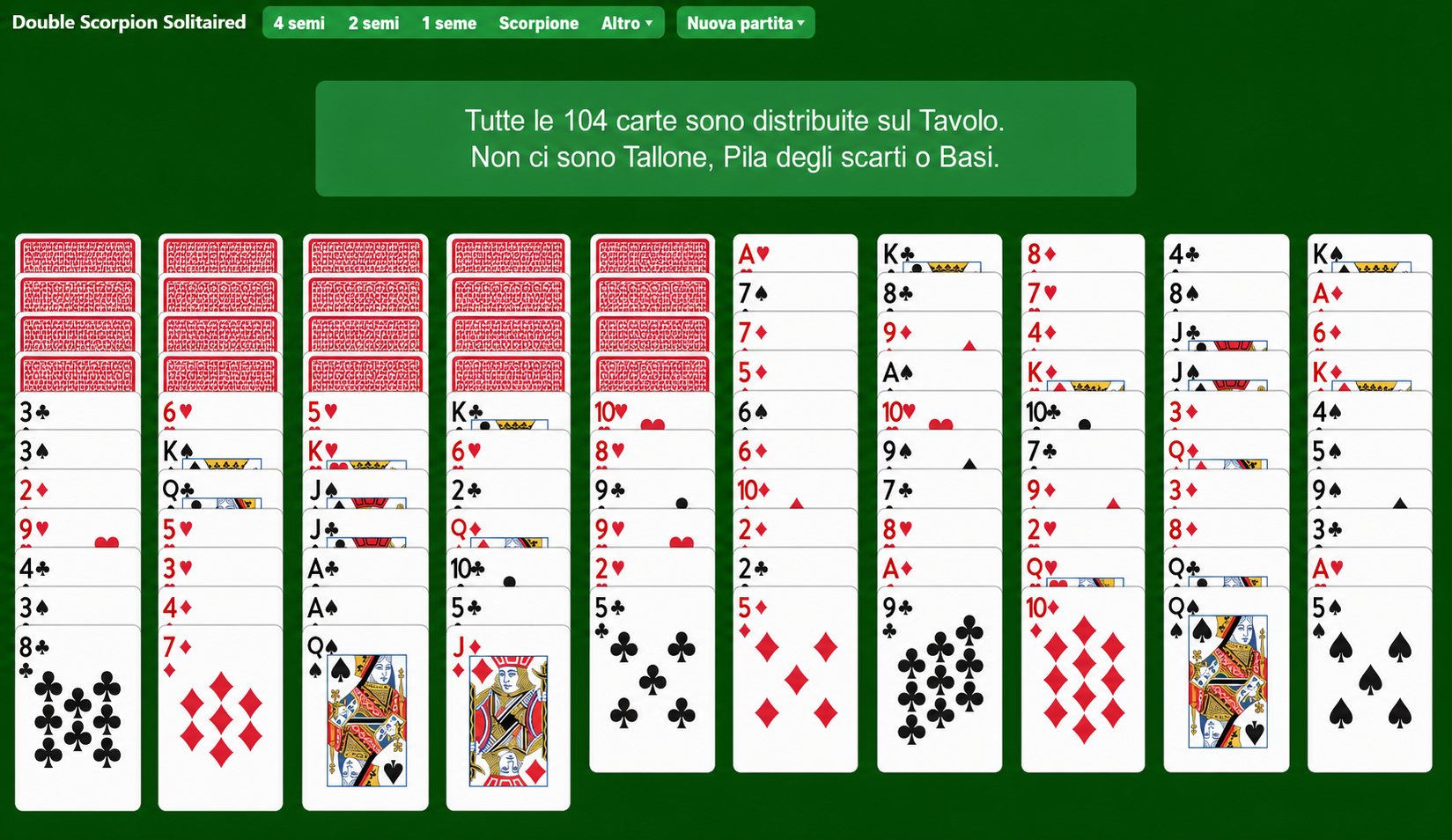 Double Scorpion Solitaire Setup