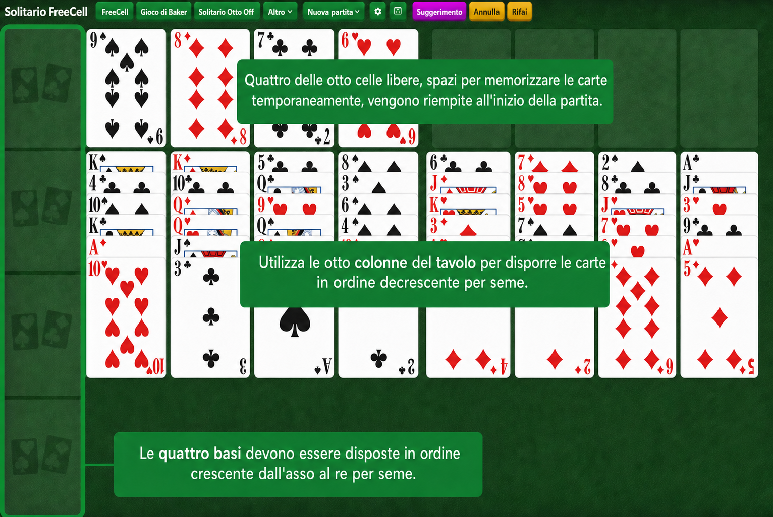 Configurazione di Solitario Eight Off