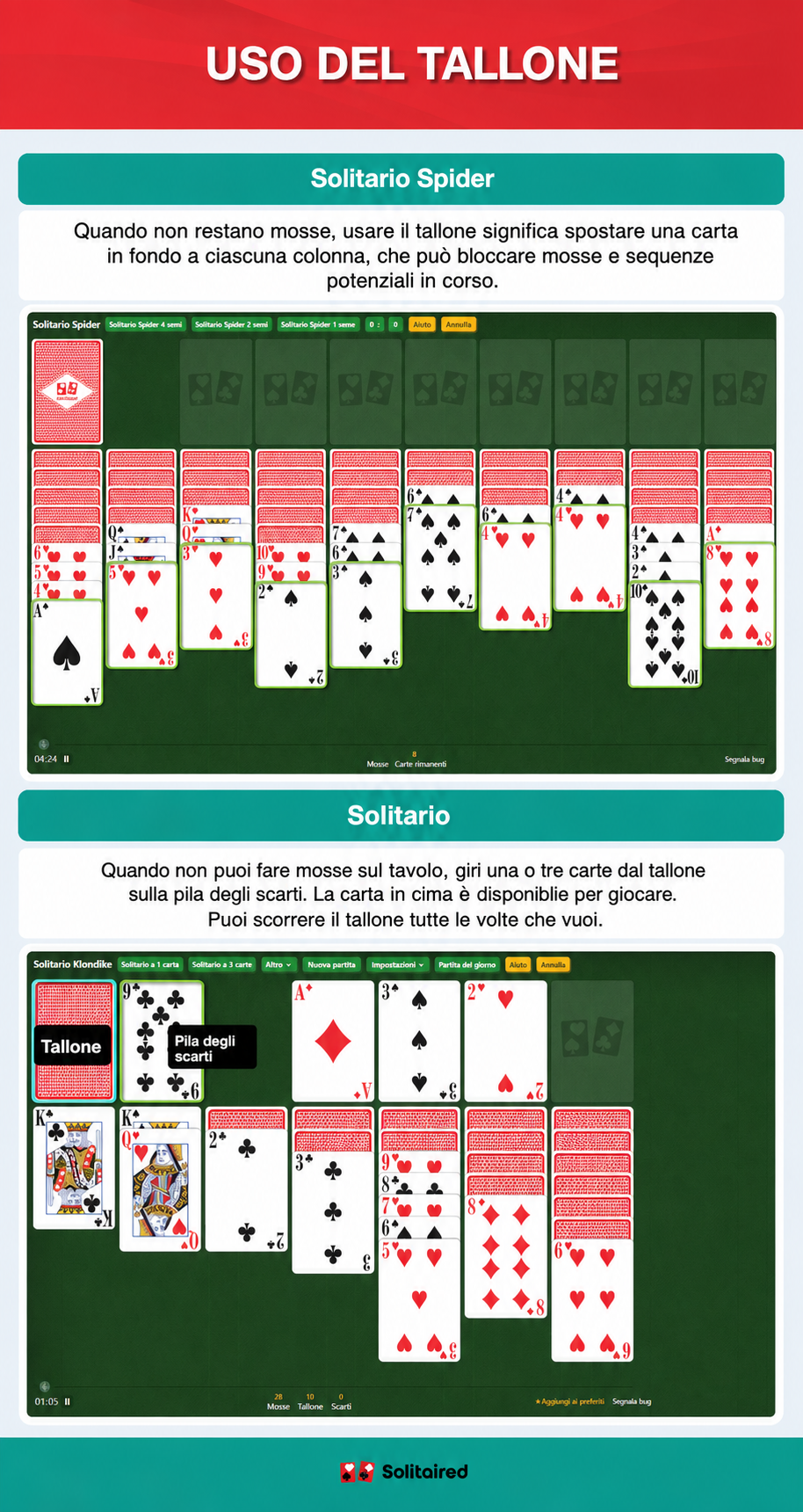 Spider Solitaire and Solitaire stockpile use