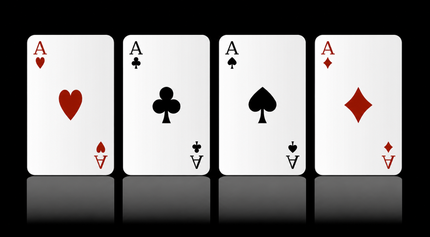 I quattro assi di un mazzo di carte da gioco