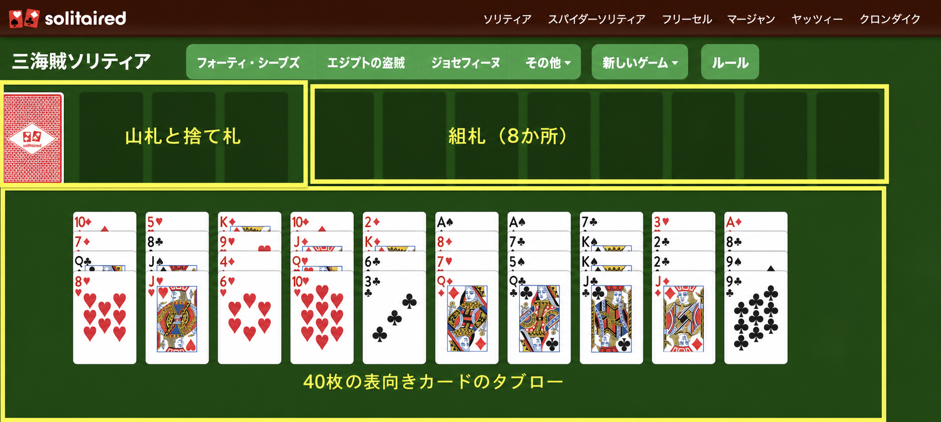 Three Pirates Solitaire setup