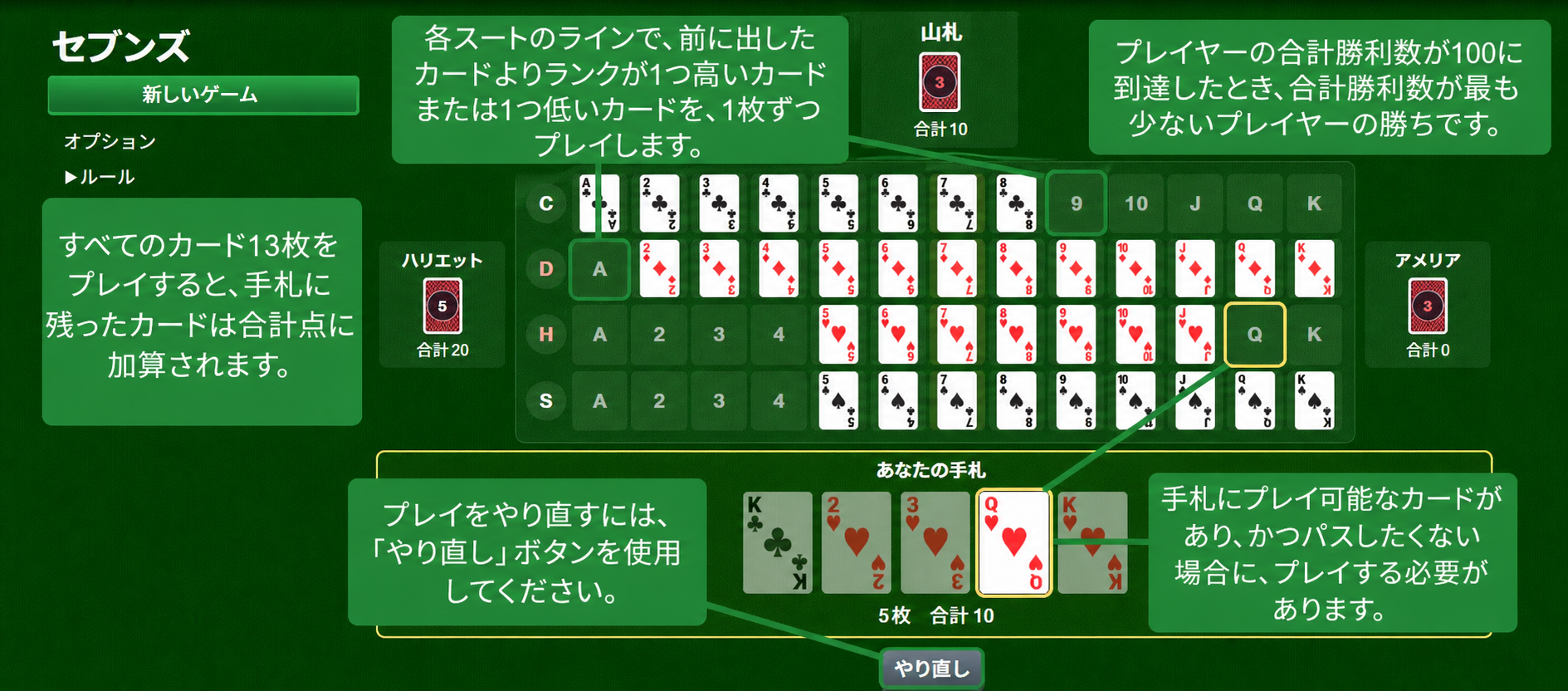 セブンズのカードゲームのルール