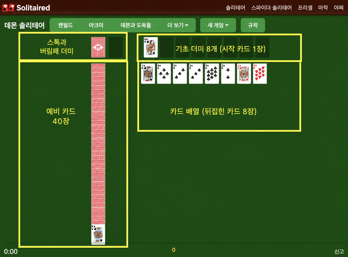 데몬 솔리테어 초기 배치