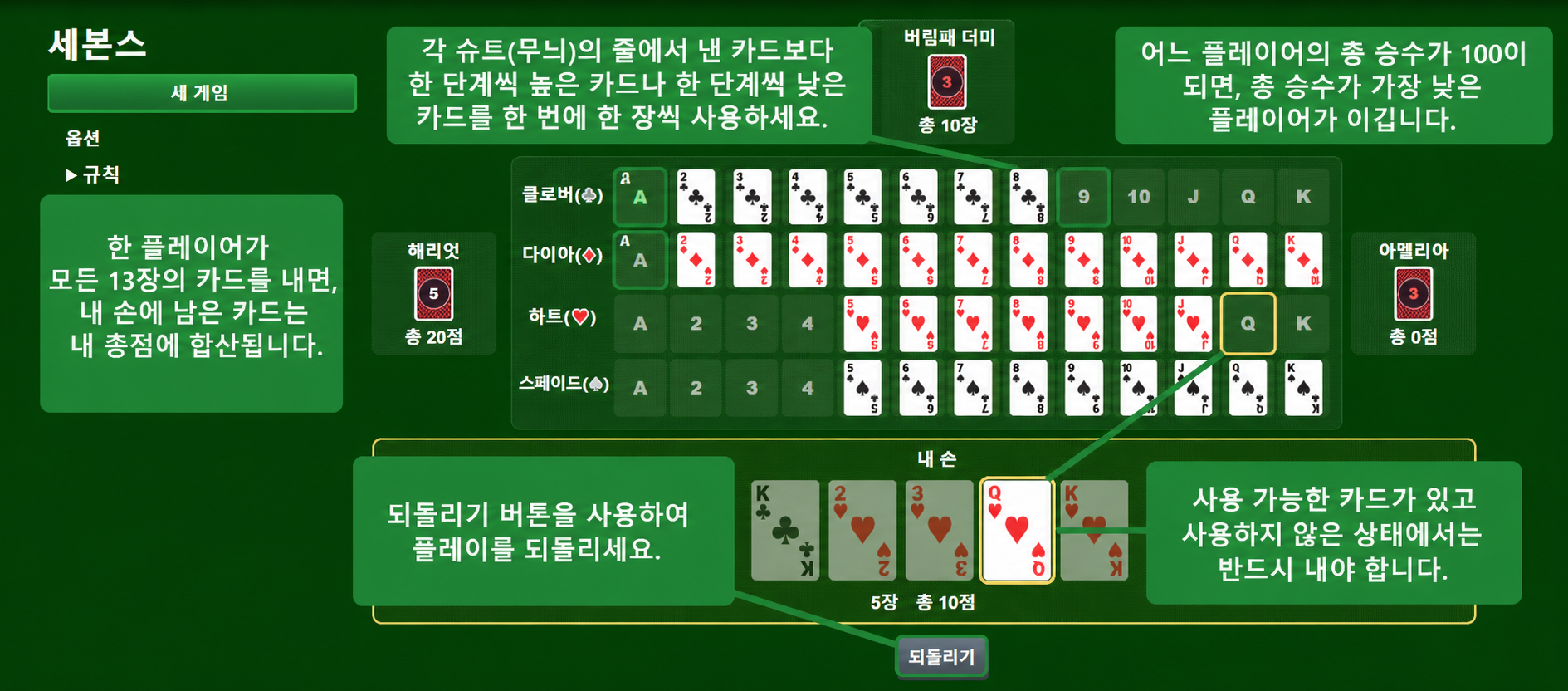 세븐스 카드 게임 규칙