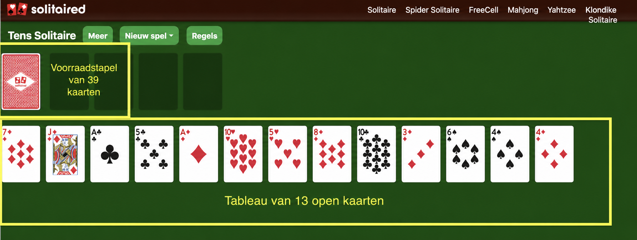 Tens Solitaire opzet