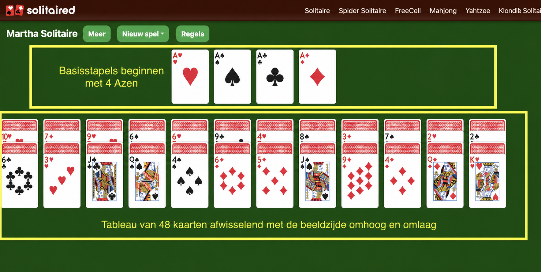 Hoe je Martha Solitaire opzet