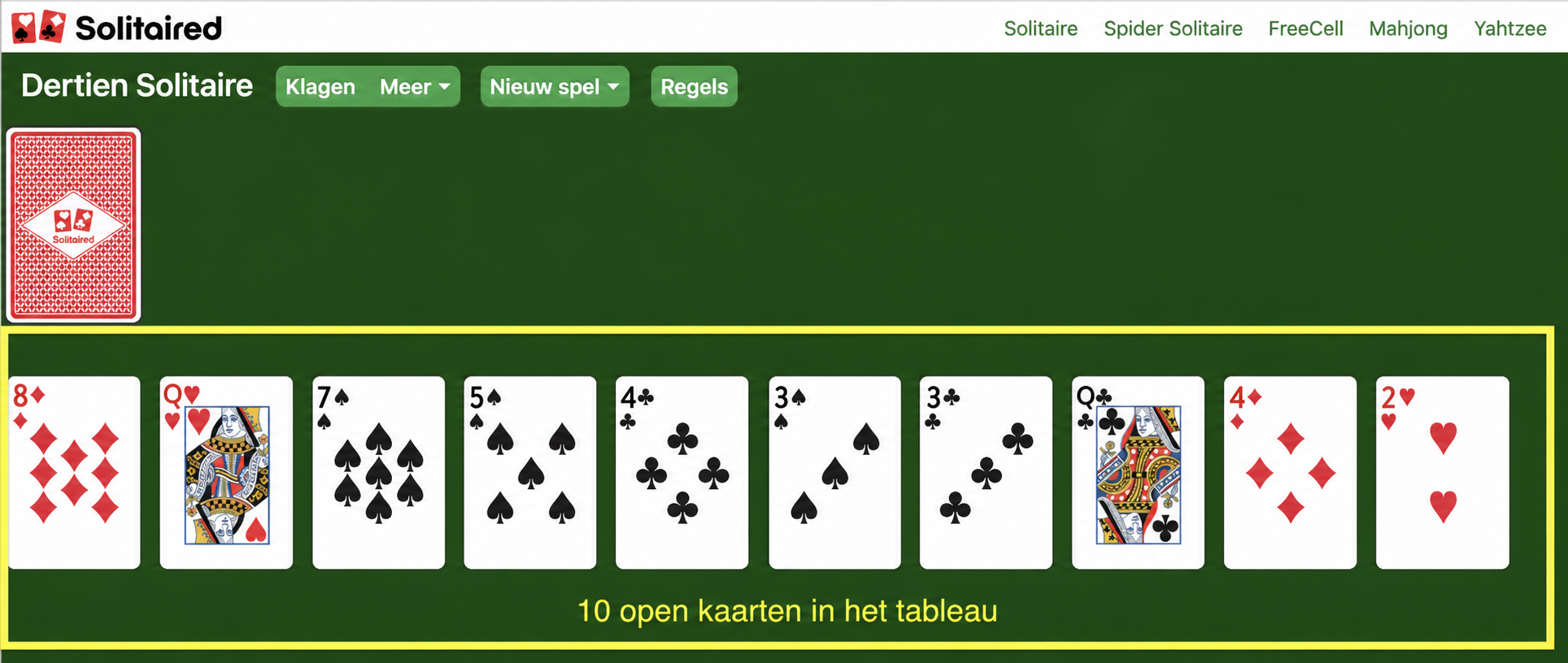 Hoe je Thirteens Solitaire opzet