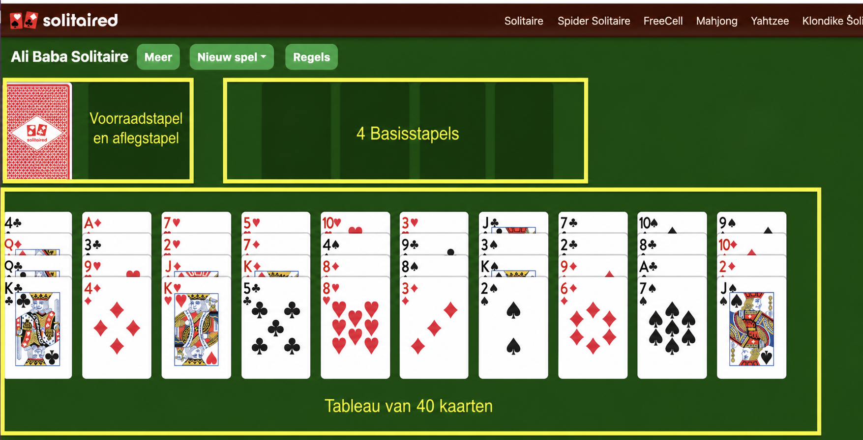 Hoe je Ali Baba Solitaire opzet