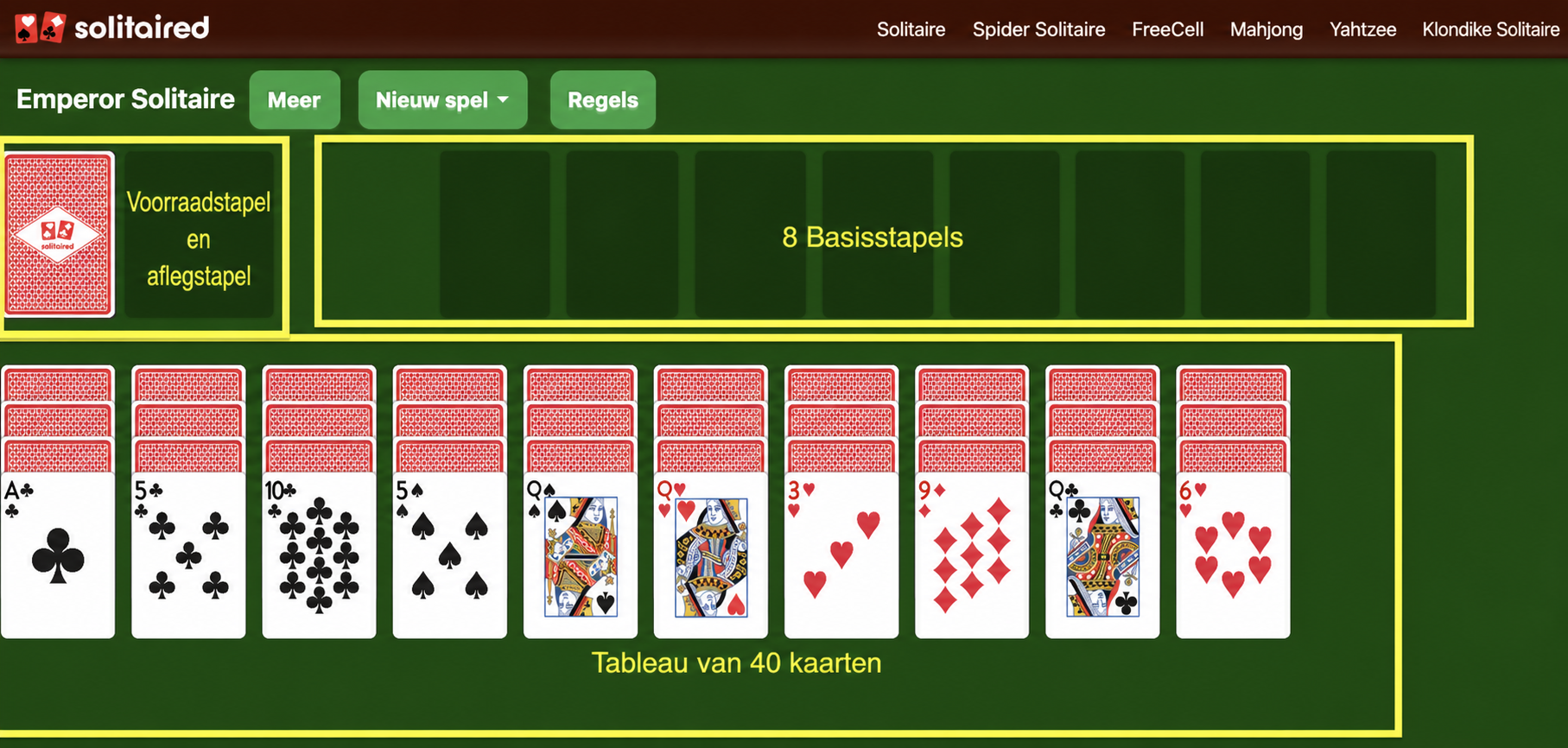 Emperor Solitaire opstelling