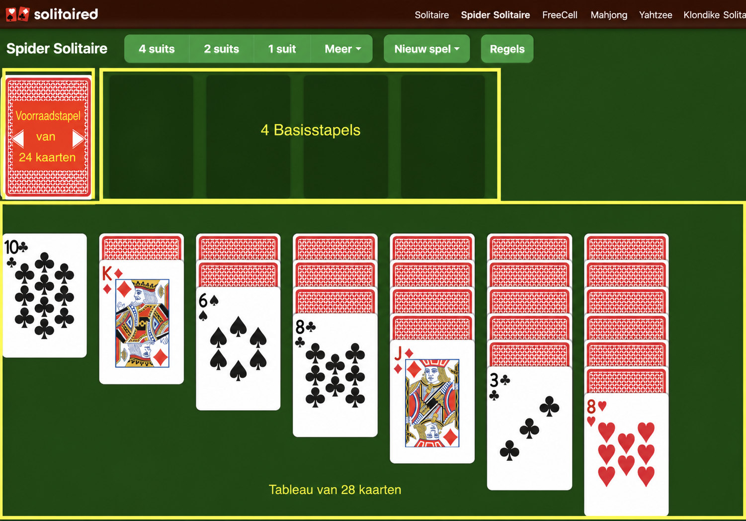 Hoe je een spel Spiderette Solitaire opzet
