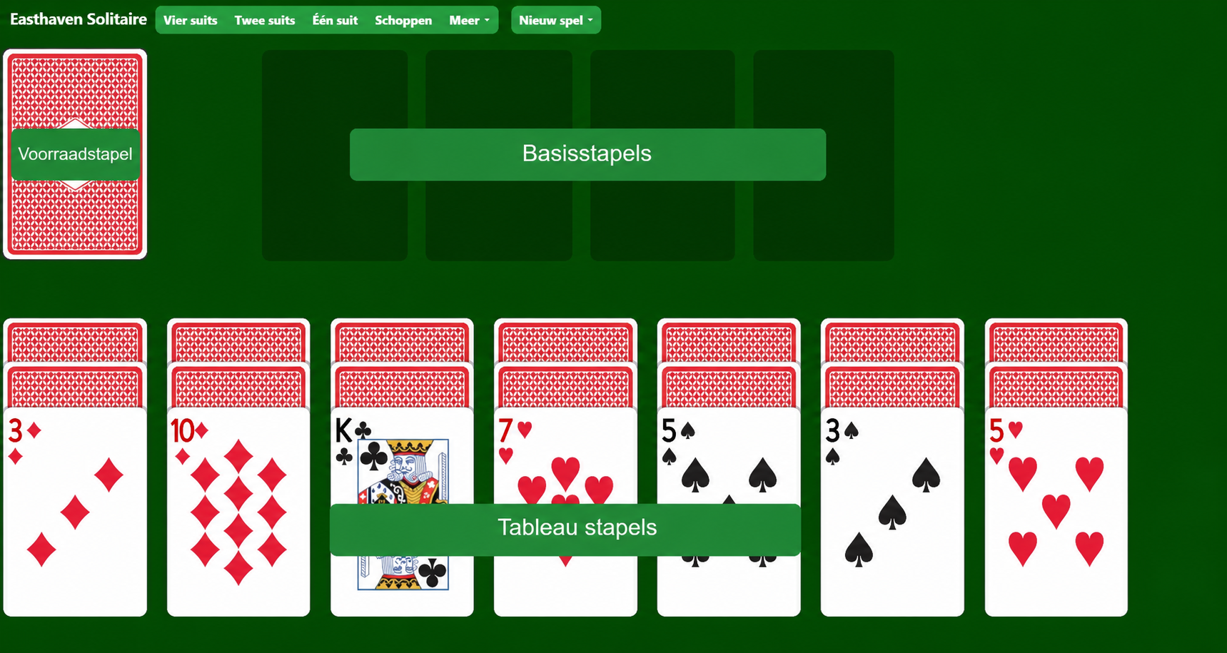 Easthaven Solitaire opstelling