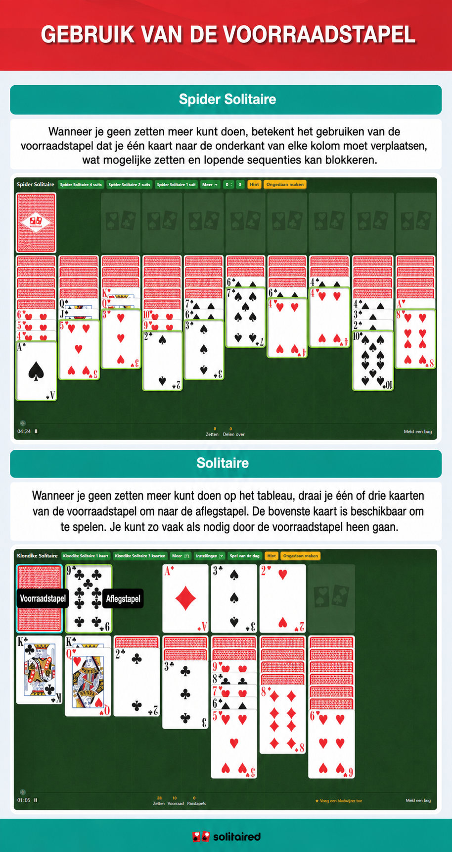 Spider Solitaire and Solitaire stockpile use