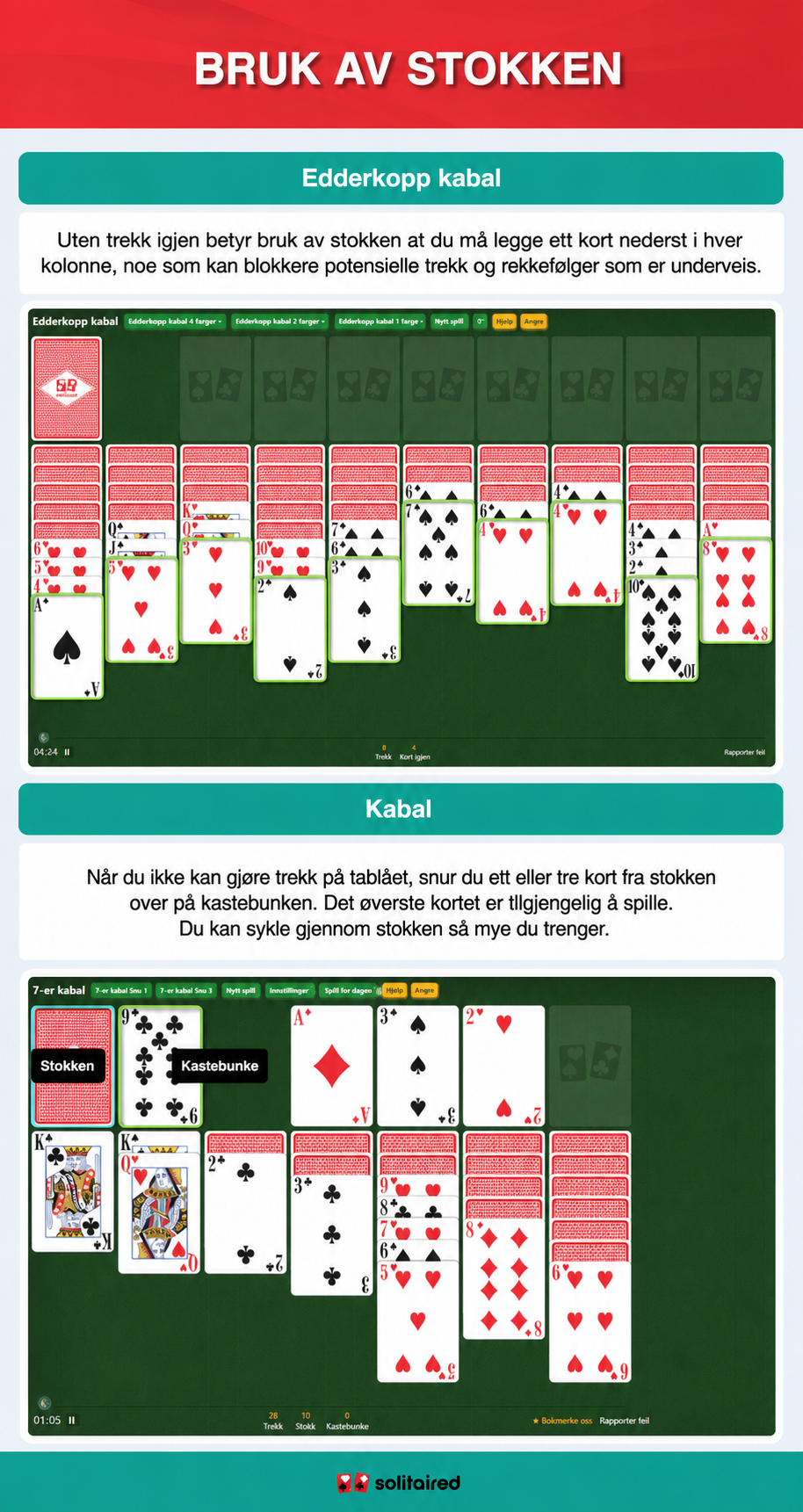 Spider Solitaire and Solitaire stockpile use