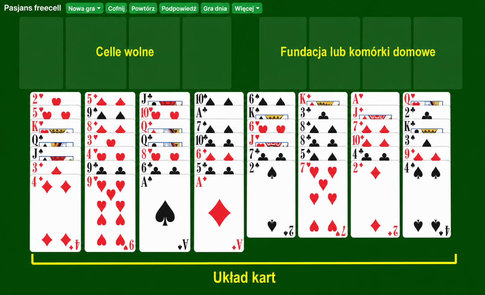 Jak przygotować grę w Pasjans freecell, 2021