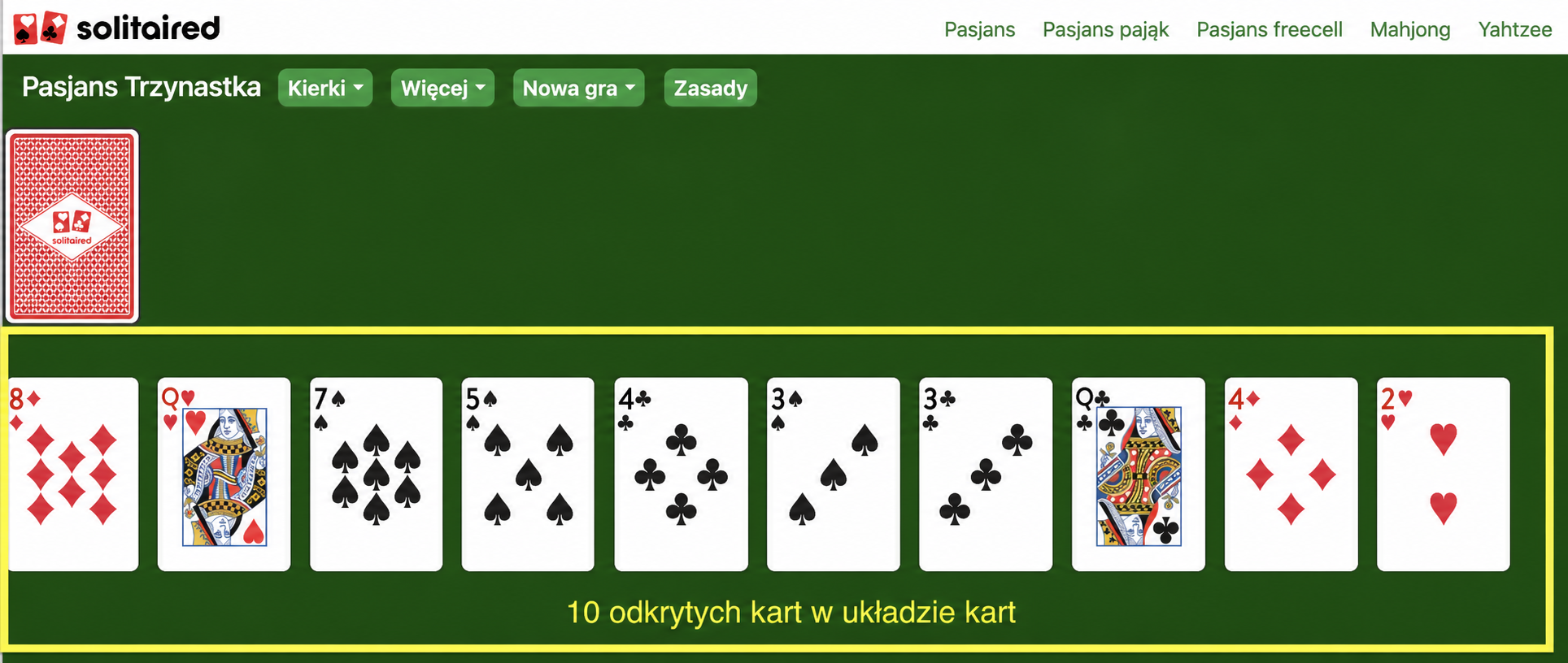 Jak przygotować pasjansa thirteens