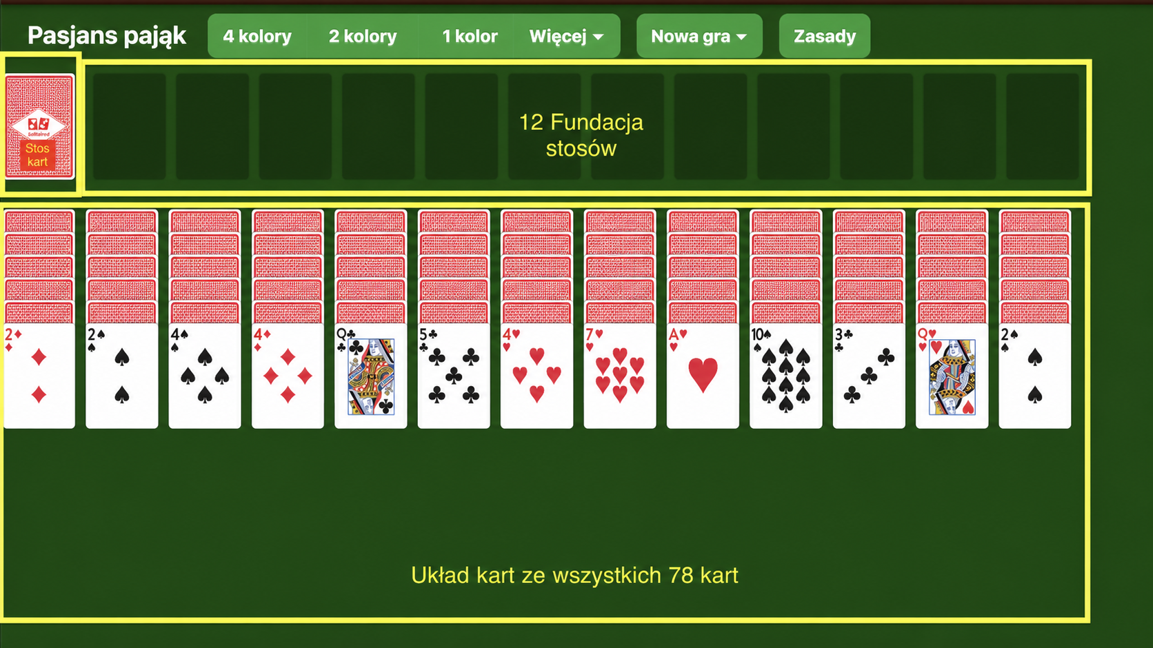 Jak ustawić Big Pasjans pająk