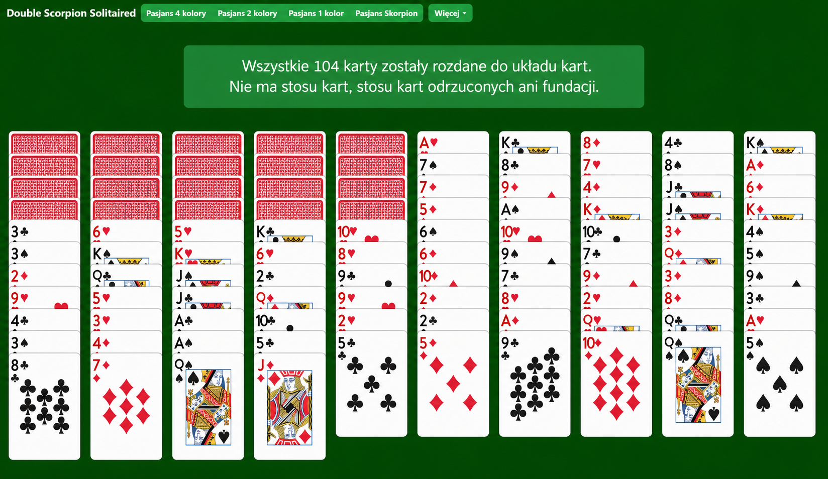 Double Scorpion Solitaire Setup