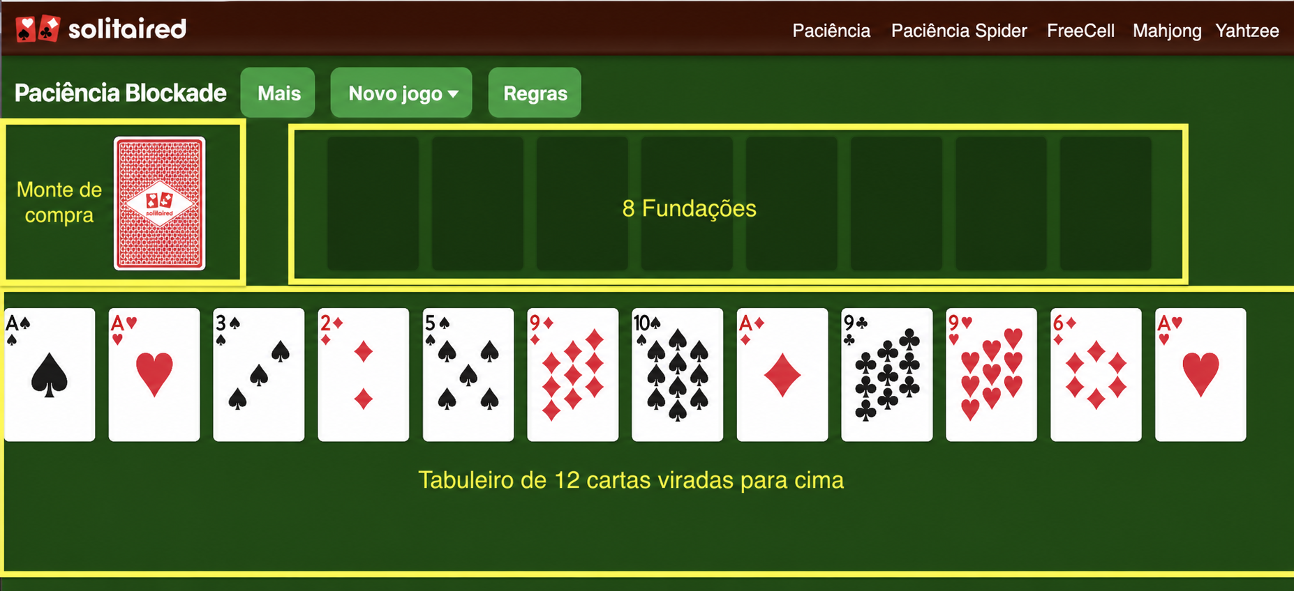 Como preparar um jogo de Paciência Blockade