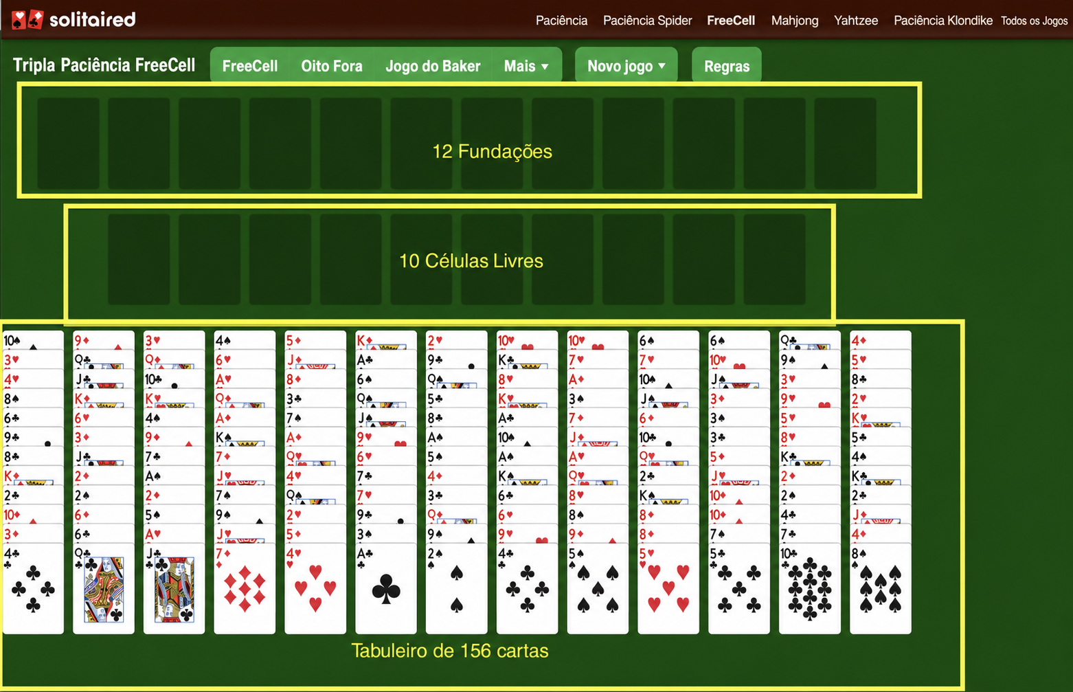 Como configurar um jogo de Triple FreeCell