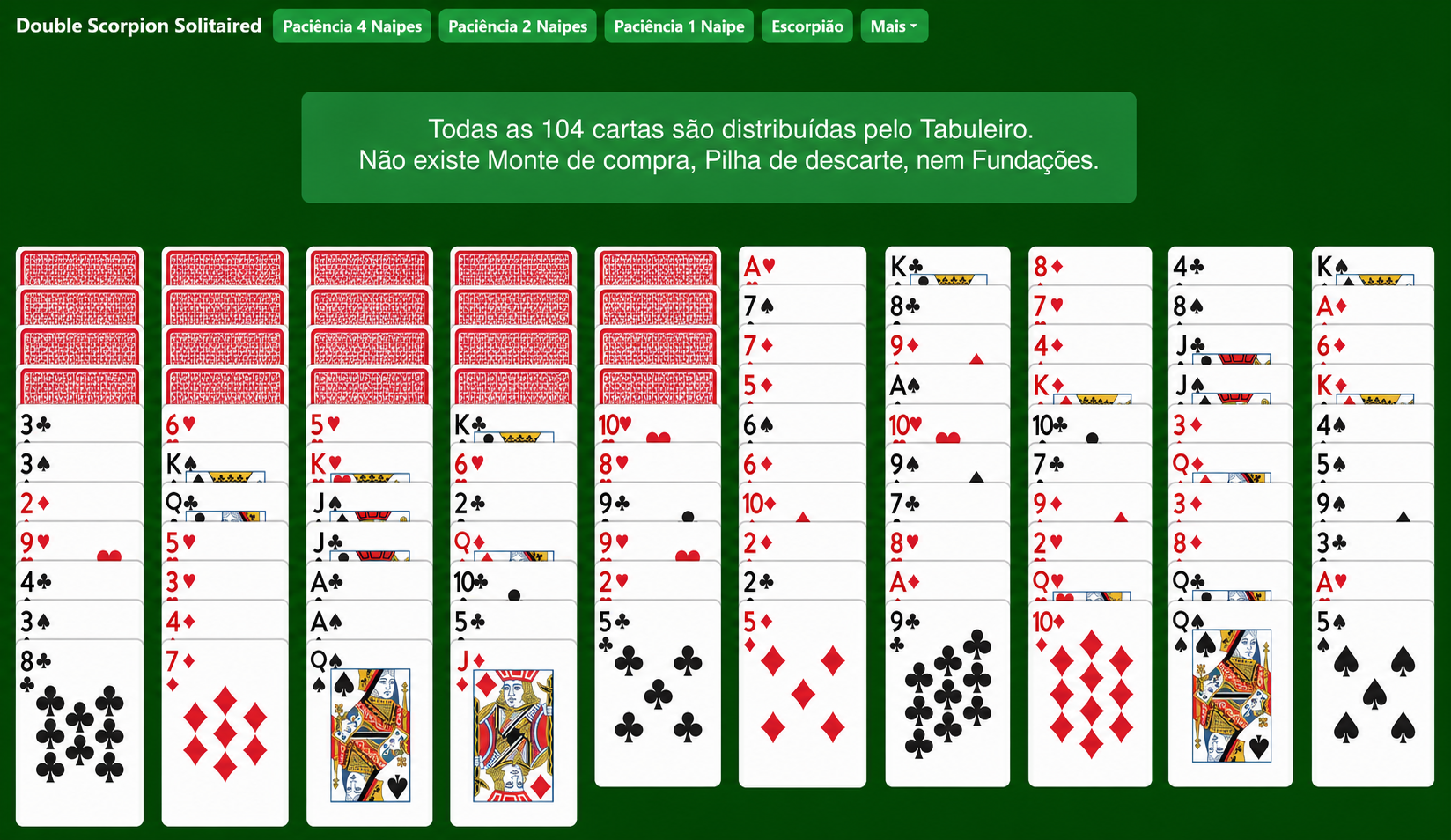 Double Scorpion Solitaire Setup