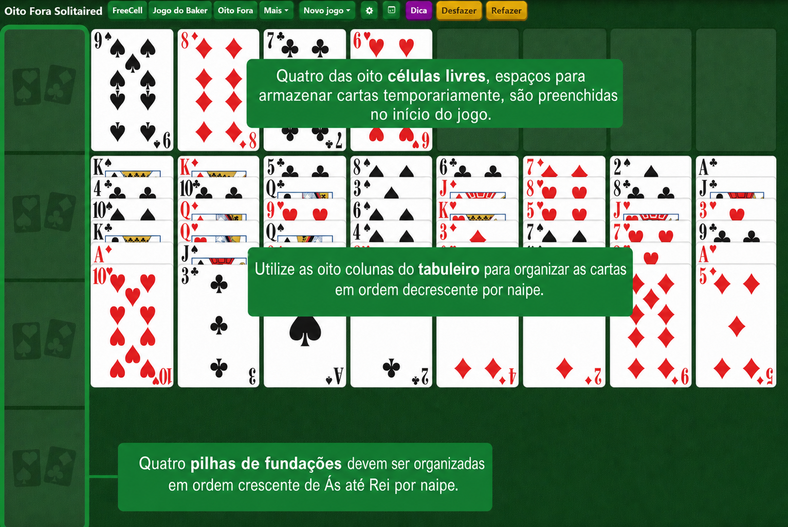 Configuração da Paciência Eight Off
