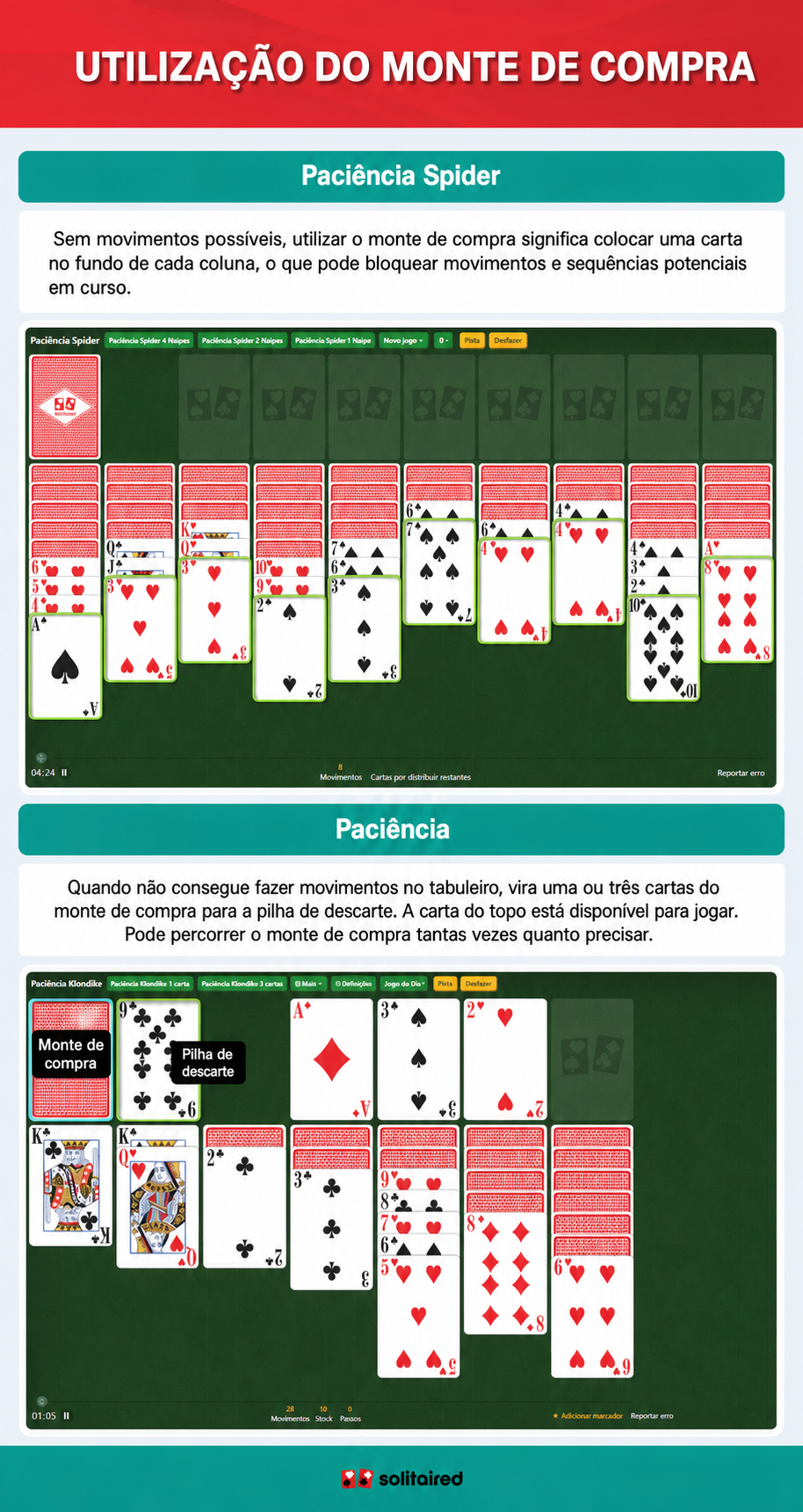 Spider Solitaire and Solitaire stockpile use