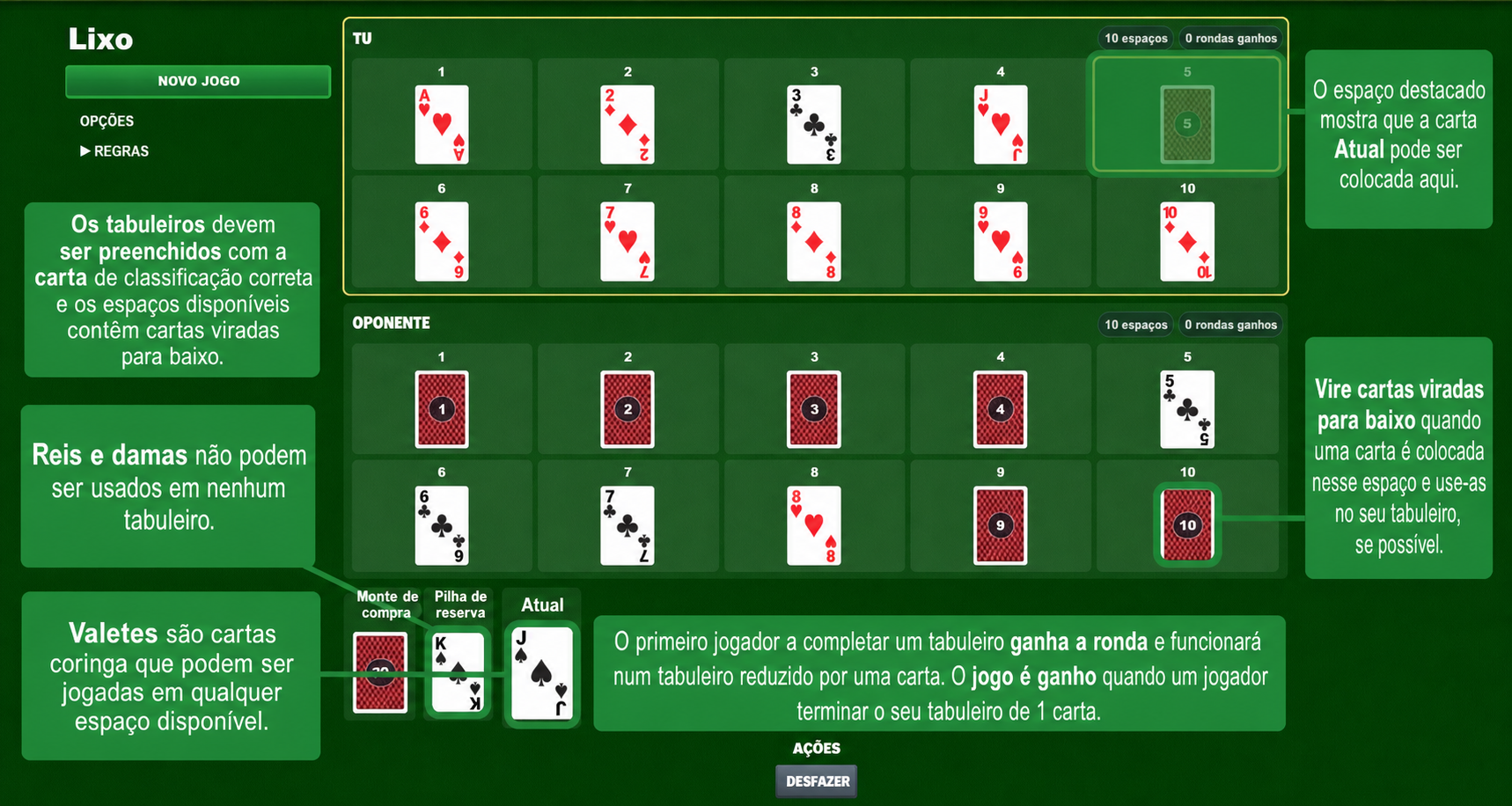 Regras do jogo de cartas Trash