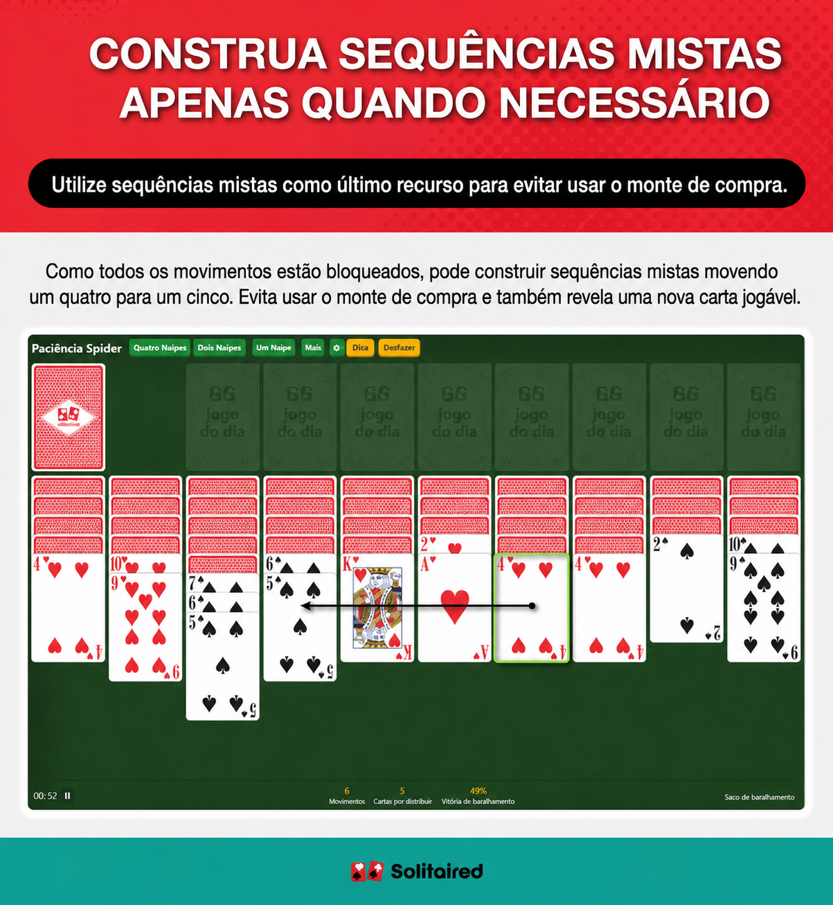 Construa sequências de naipes mistos apenas quando necessário