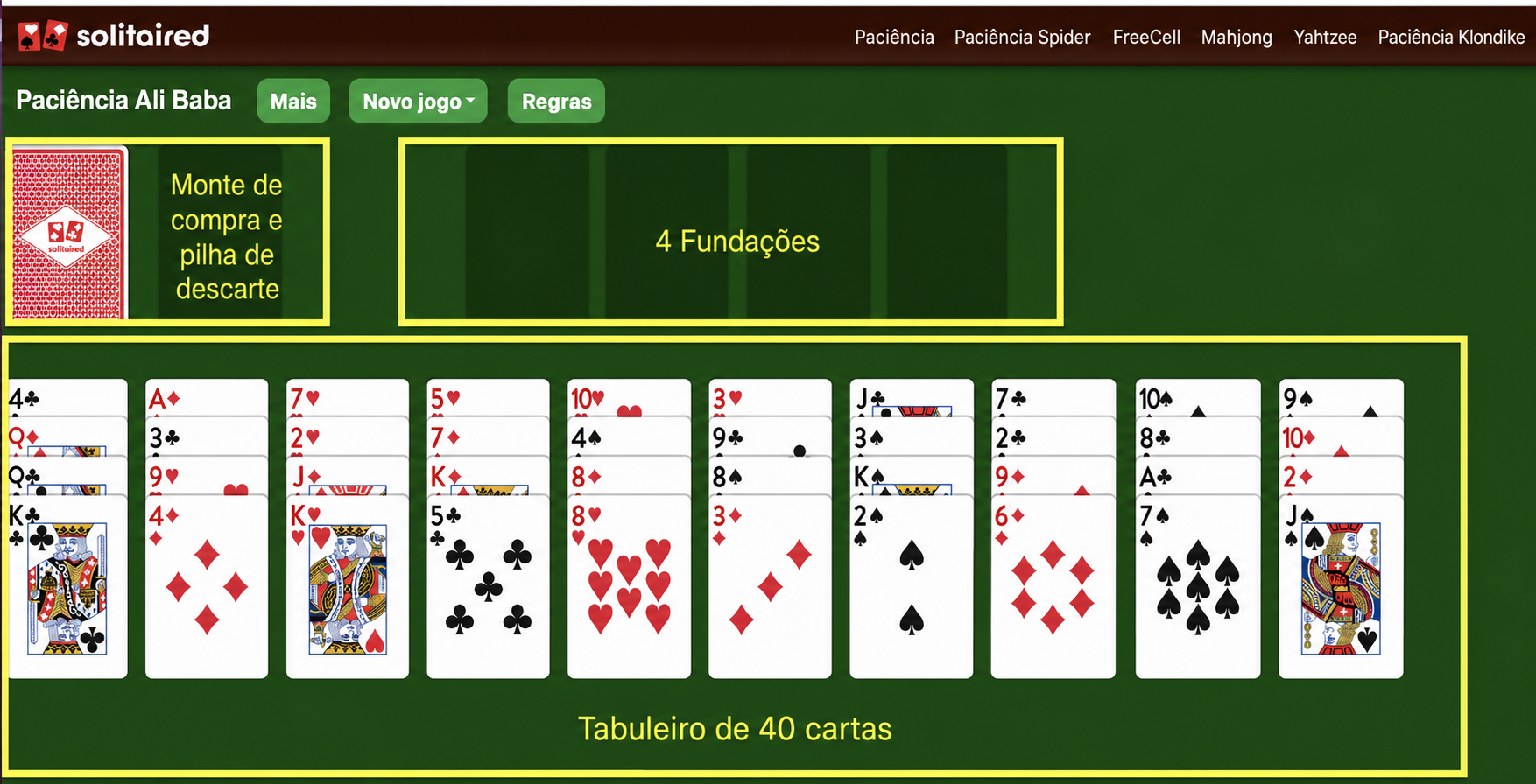 Como configurar a Paciência Ali Baba