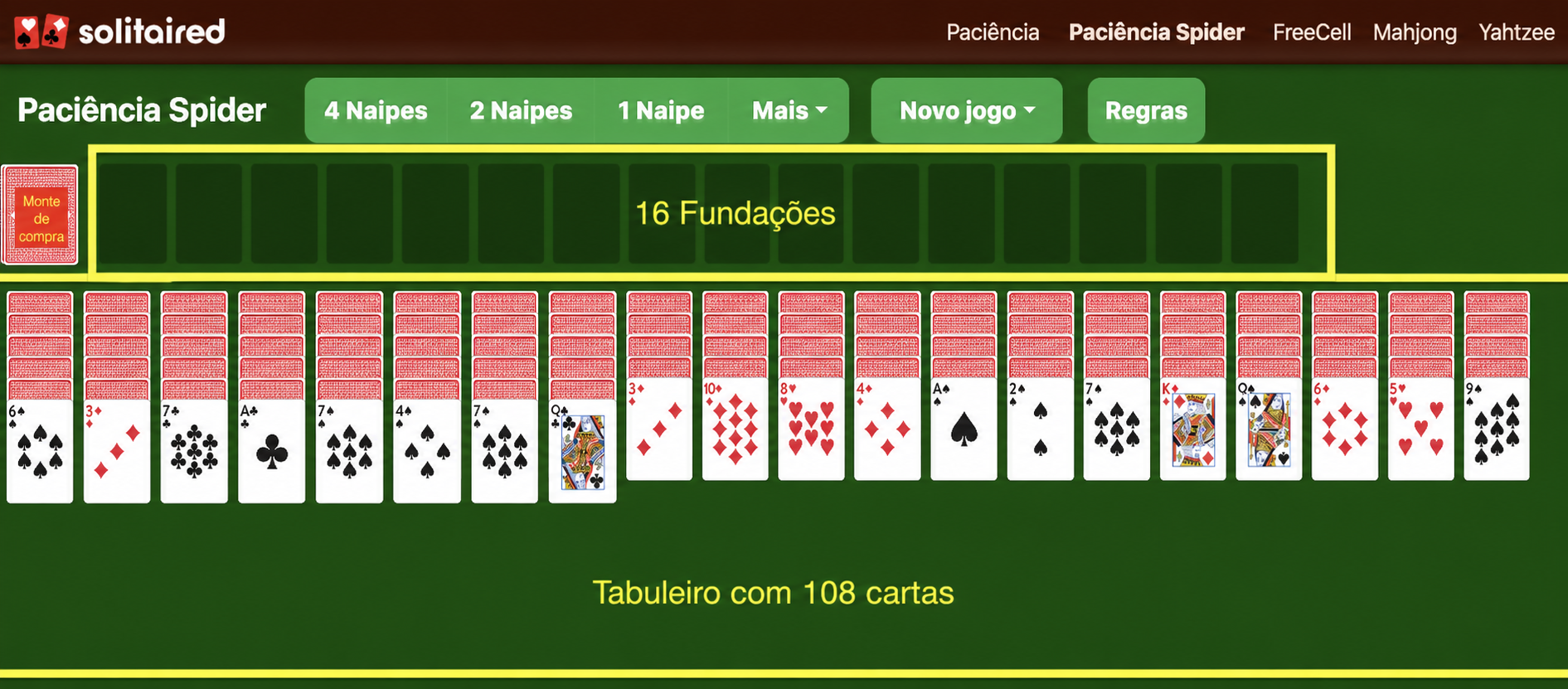 Como configurar Paciência Spider Gigante