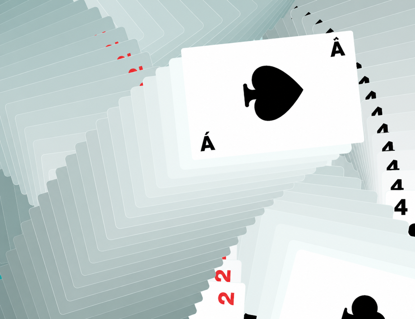 Cartas de baralho em cascata
