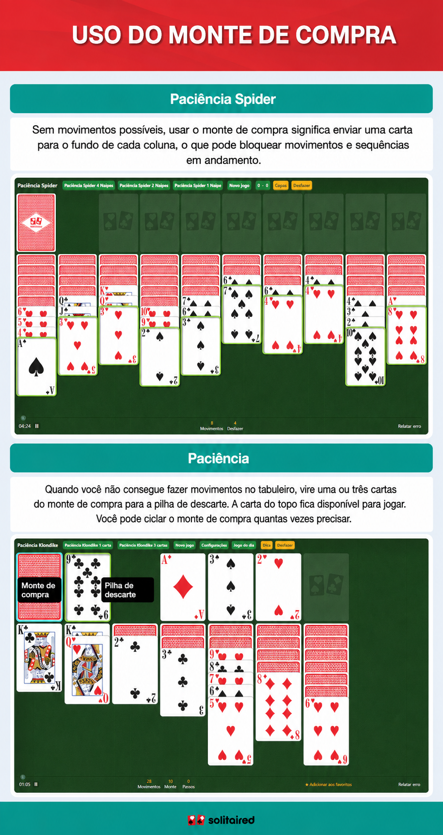 Spider Solitaire and Solitaire stockpile use