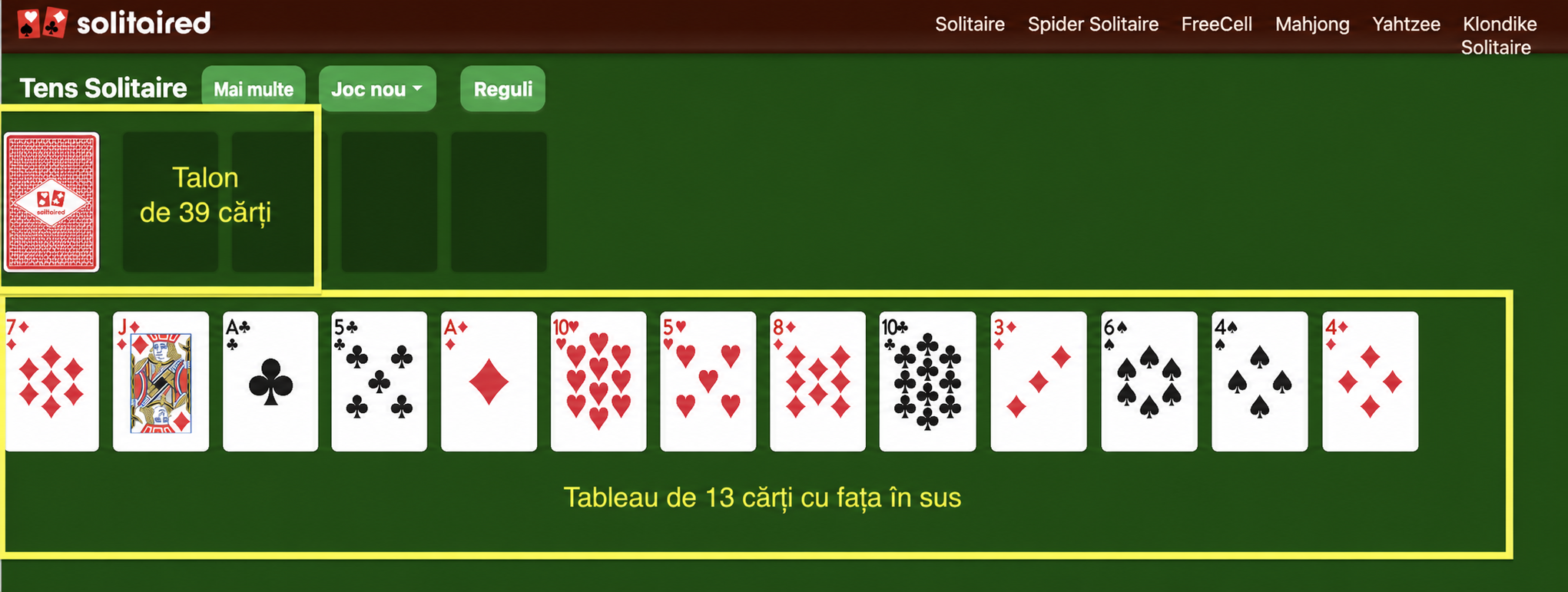 Configurarea Tens Solitaire