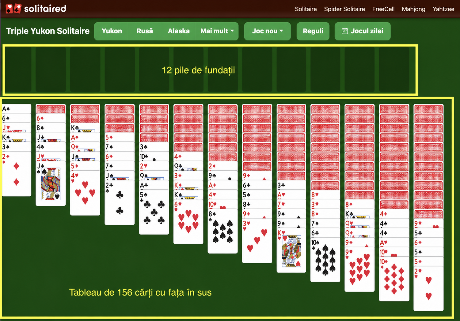 Cum să configurezi Triple Yukon Solitare