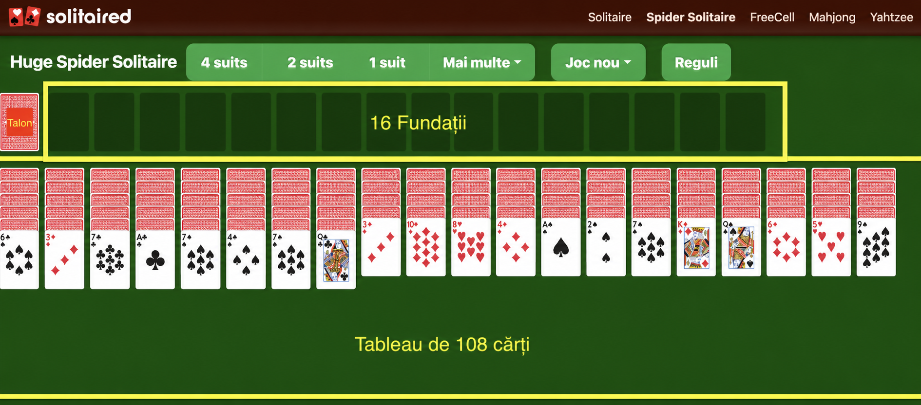 Cum să configurezi Huge Spider Solitaire