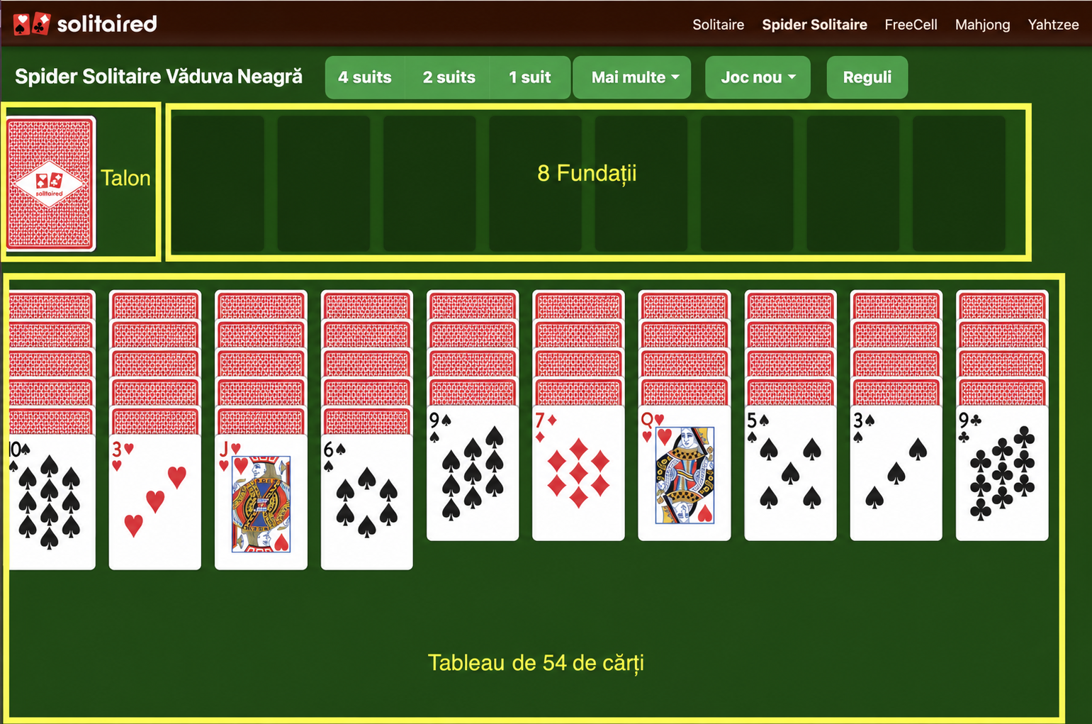 Cum se configurează Black Widow Solitaire