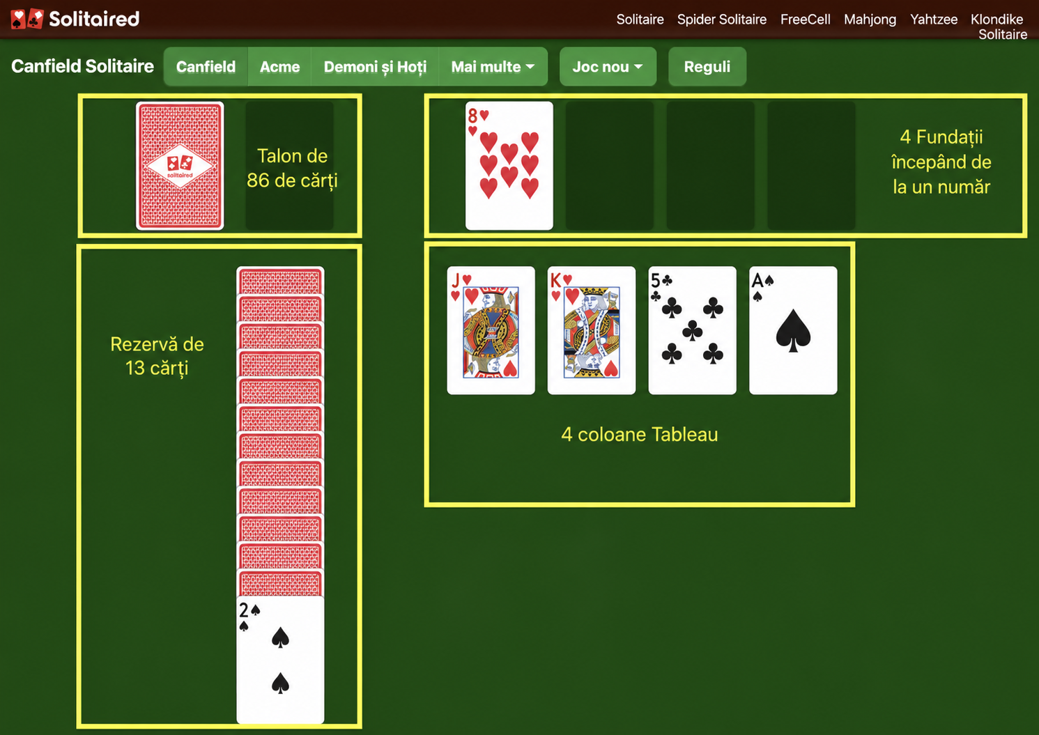 Configurare Double Canfield Solitaire