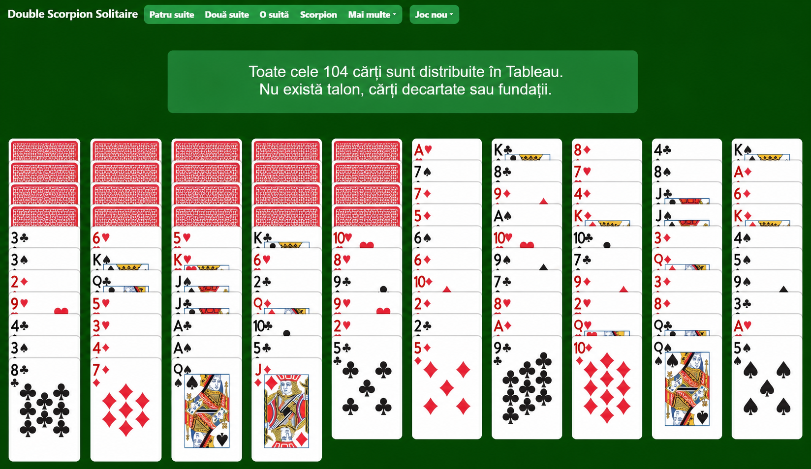 Configurare Double Scorpion Solitaire