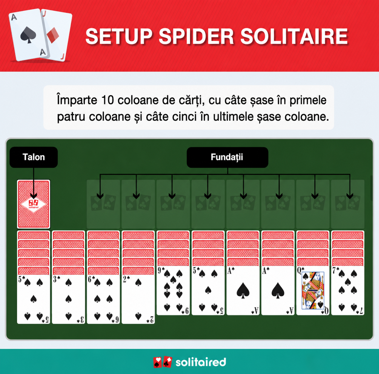 Spider Solitaire setup