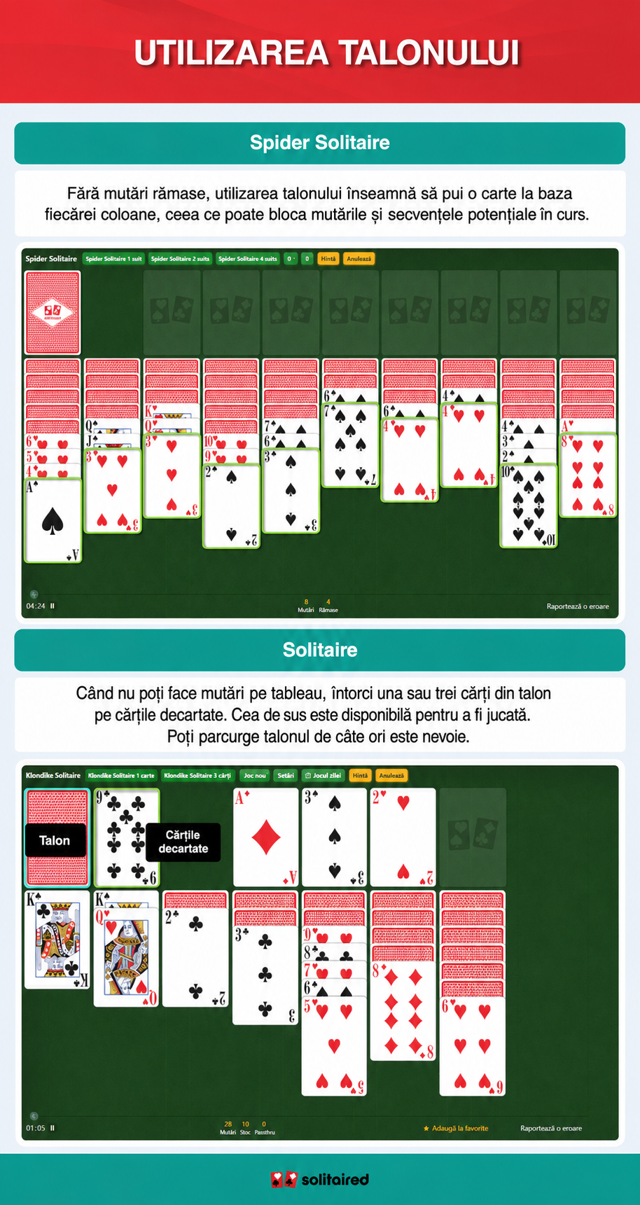 Spider Solitaire and Solitaire stockpile use