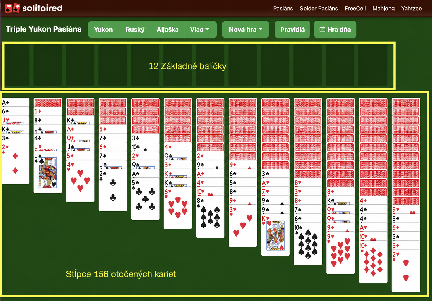 Ako pripraviť Triple Yukon Solitare