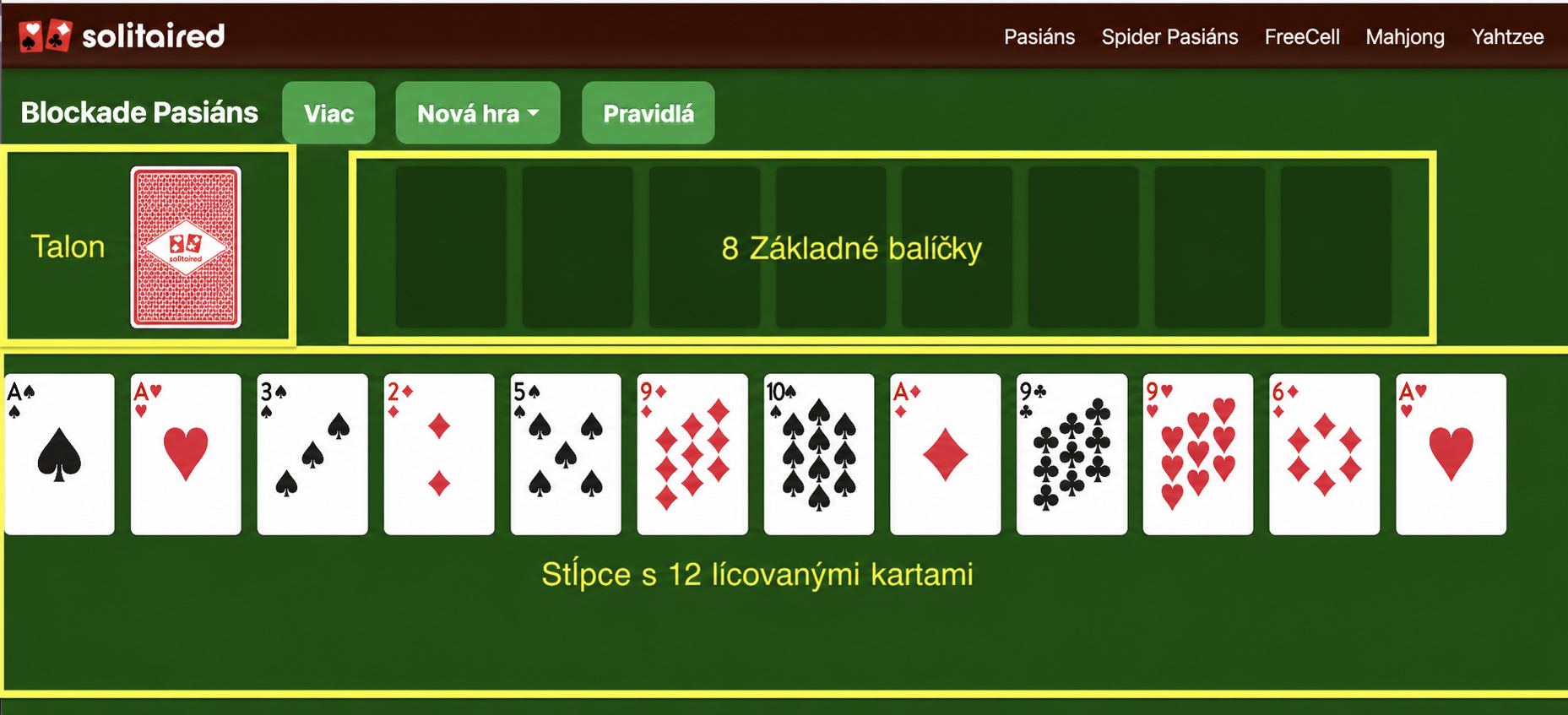 Ako nastaviť hru Blockade Pasiáns